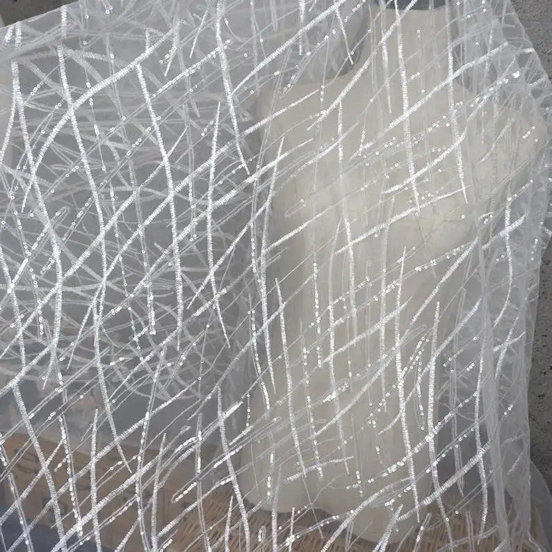 Heavy Sequins Lace fabric Flow - Embroidery Veil review and price