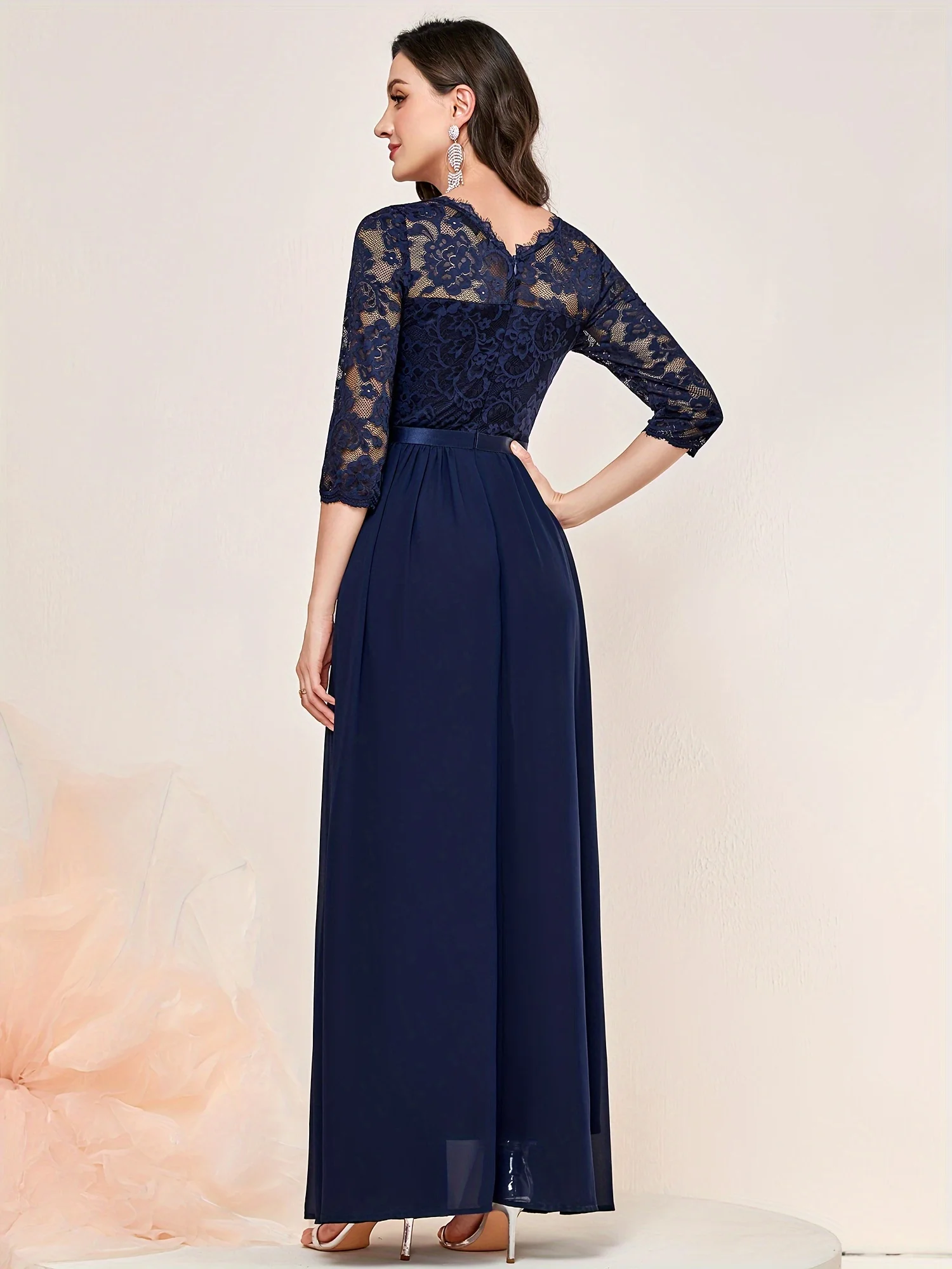 Elegant 3/4 Sleeve Lace Evenin - Embroidery Class review and price