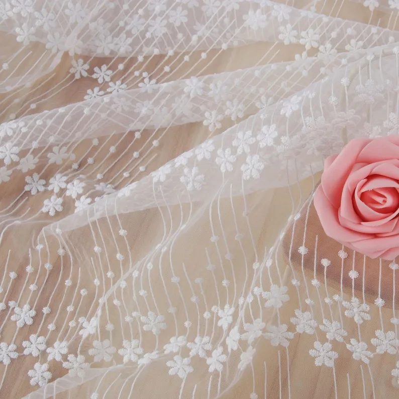 1 yard flower embroidery Lace  - Embroidery Veil review and price