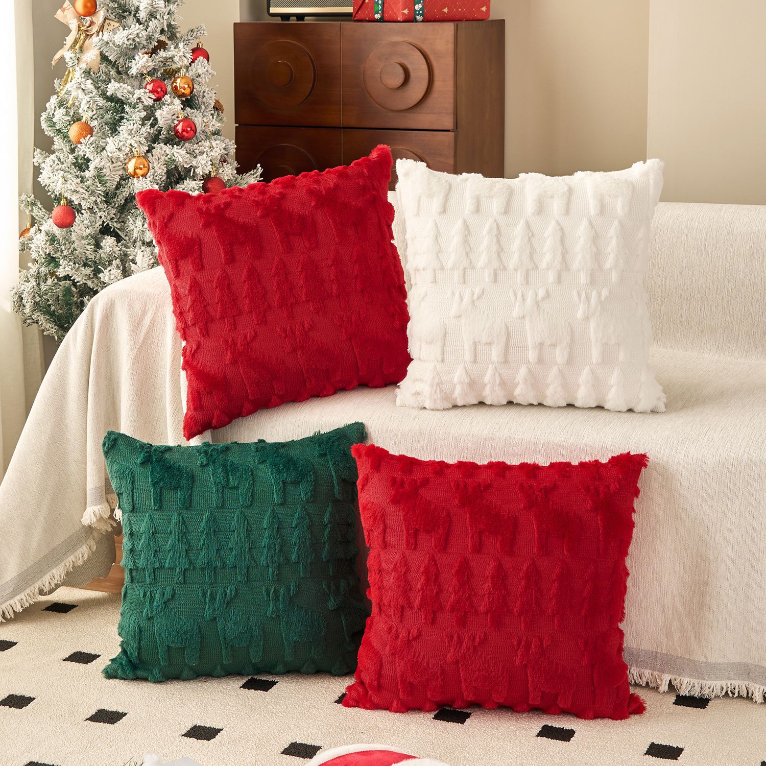 Christmas Plush Pillow Cover S - Embroidery Xmas Tree review and price
