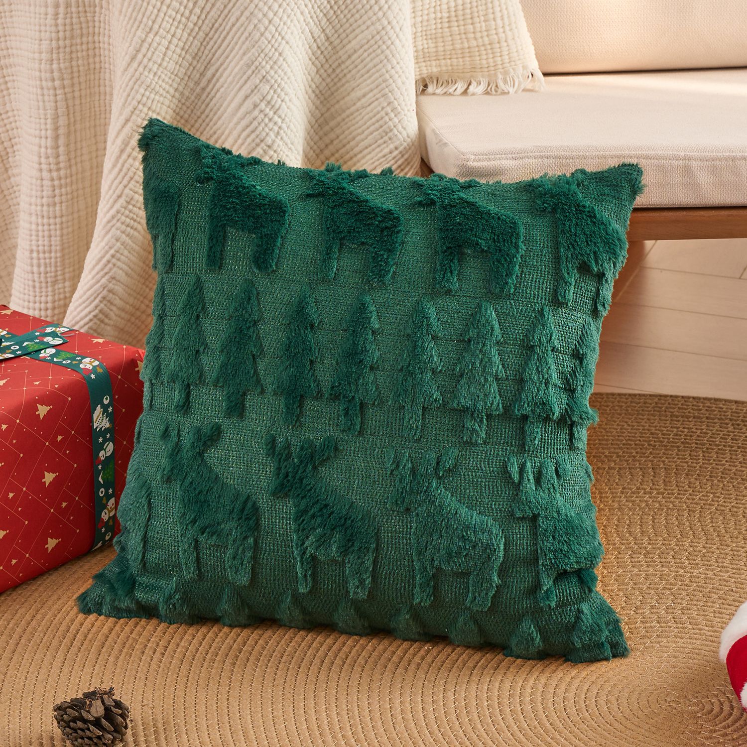 Christmas Plush Pillow Cover S - Embroidery Xmas Tree review and price