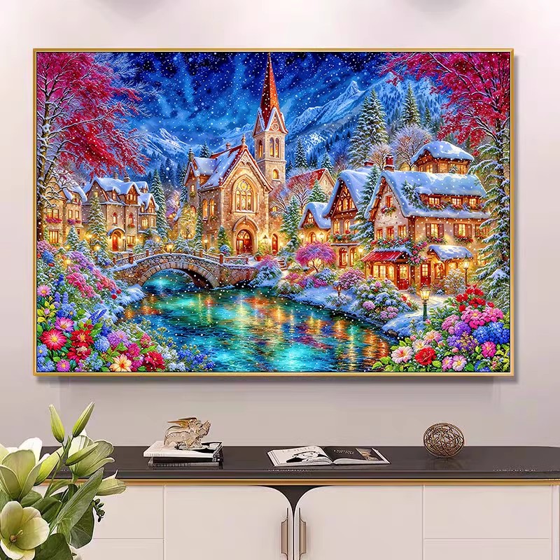 9ct 100x75cm Winter Church Emb - Embroidery Job review and price