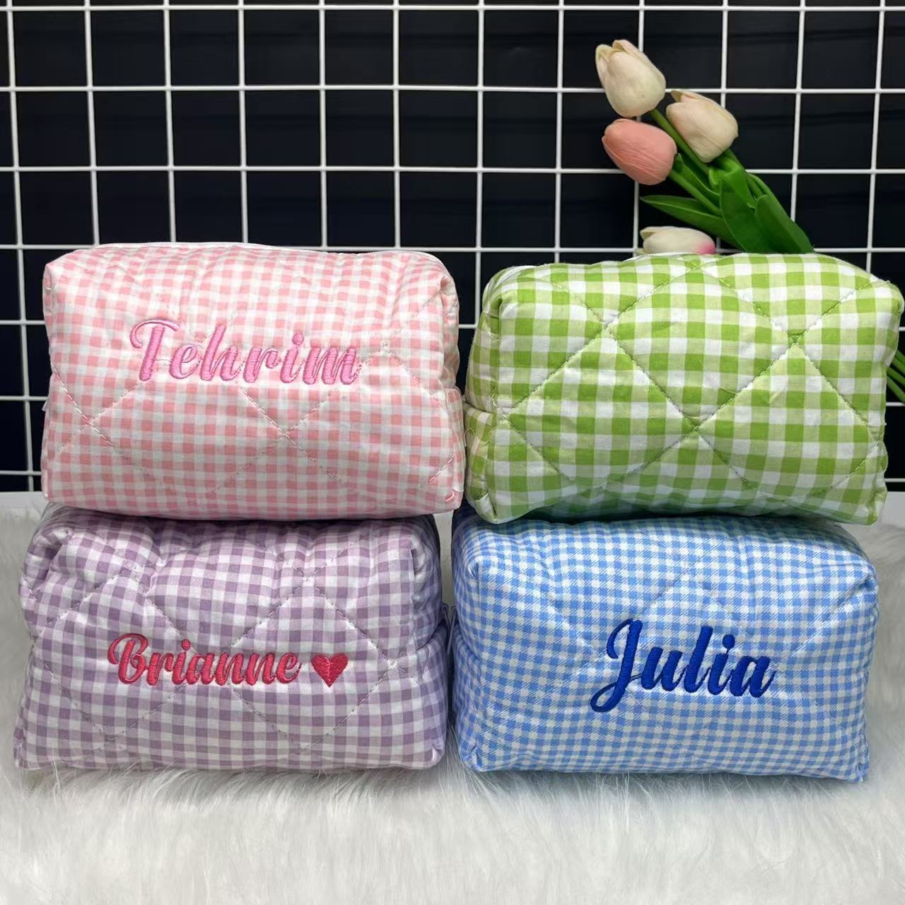 Large Capacity Striped Cosmeti - Embroidery Name review and price