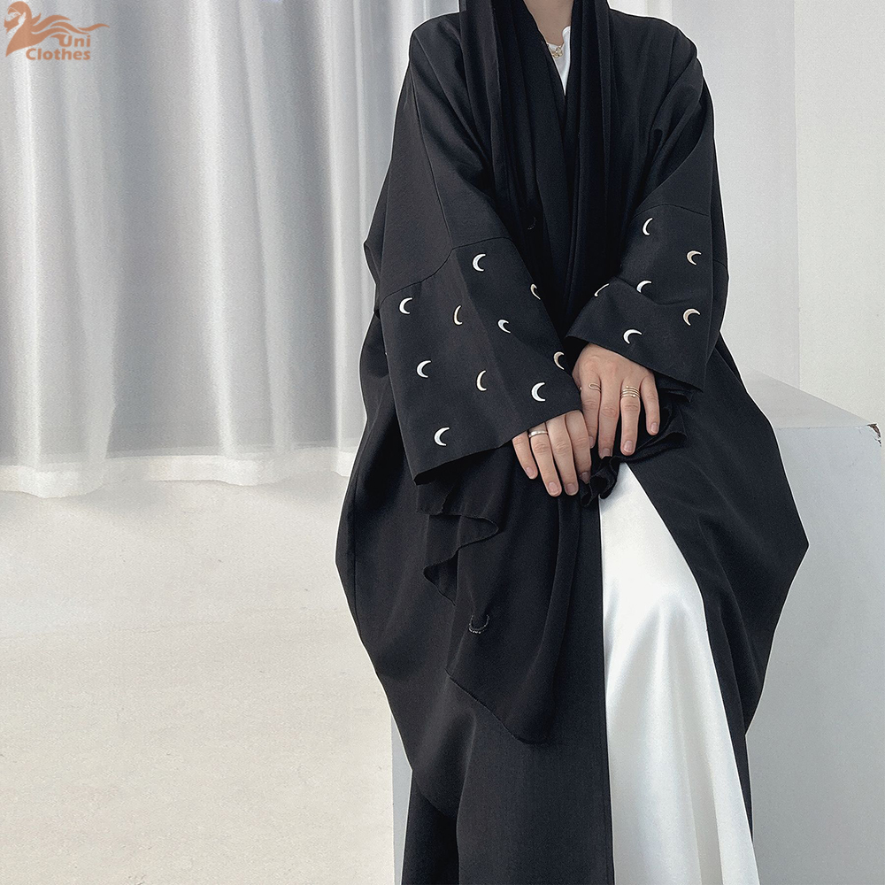Uni Moon Embroidery Open Abaya - Embroidery Hijab review and price