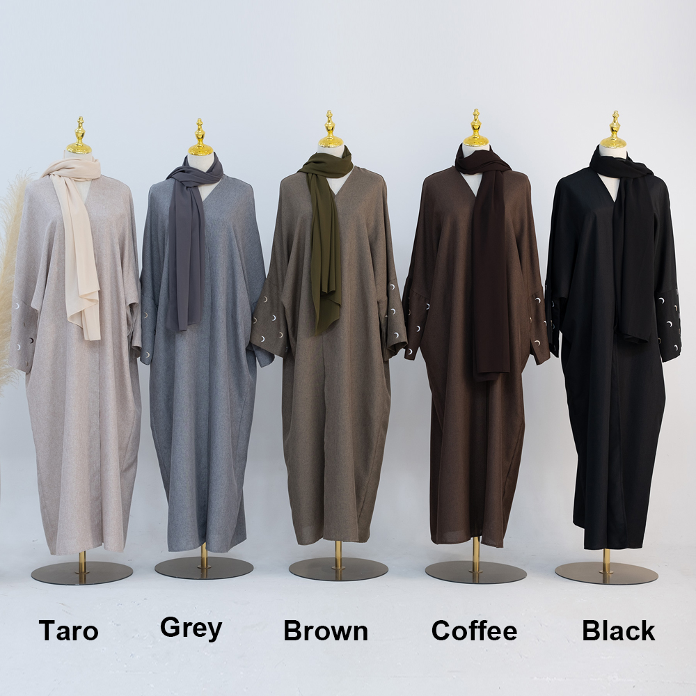 Uni Moon Embroidery Open Abaya - Embroidery Hijab review and price
