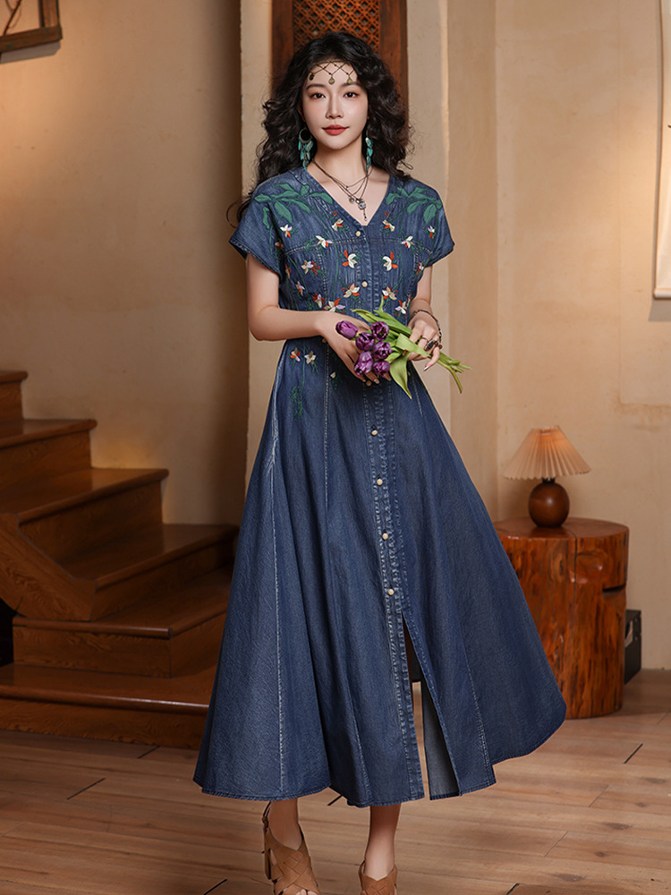 TIYIHAILEY Women Denim Dresses - Embroidery Dress review and price