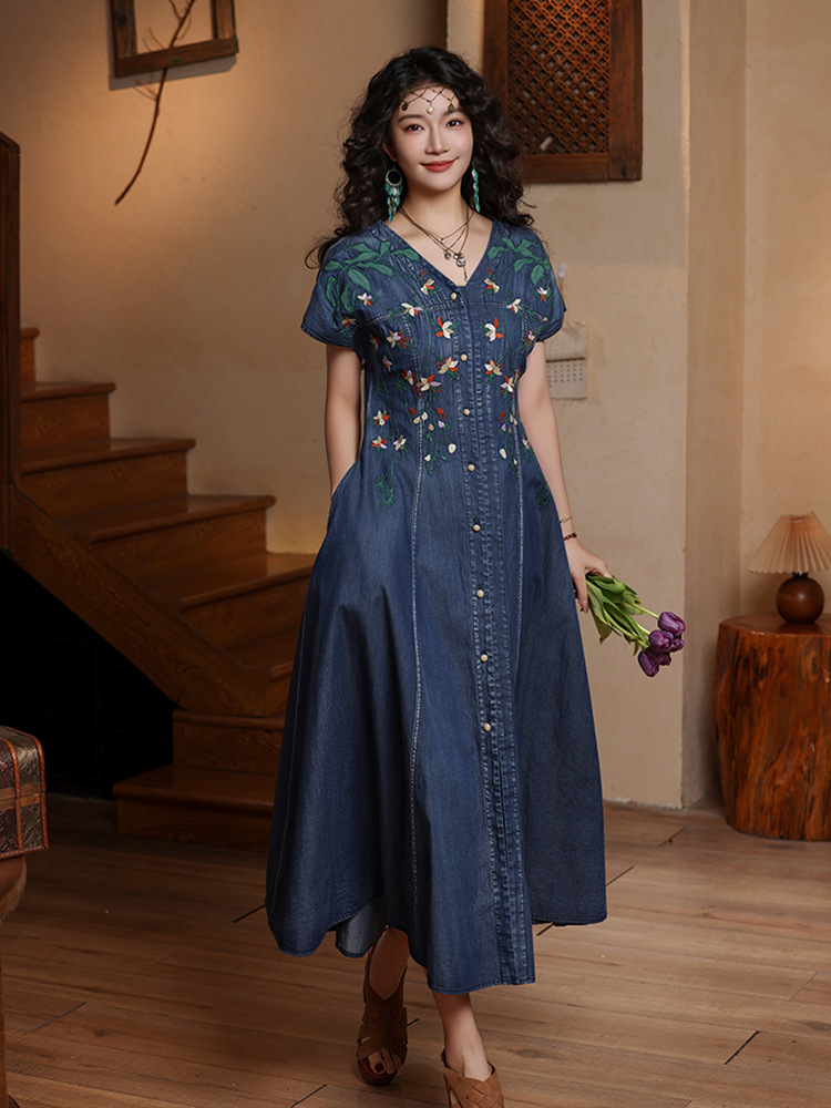 TIYIHAILEY Women Denim Dresses - Embroidery Dress review and price